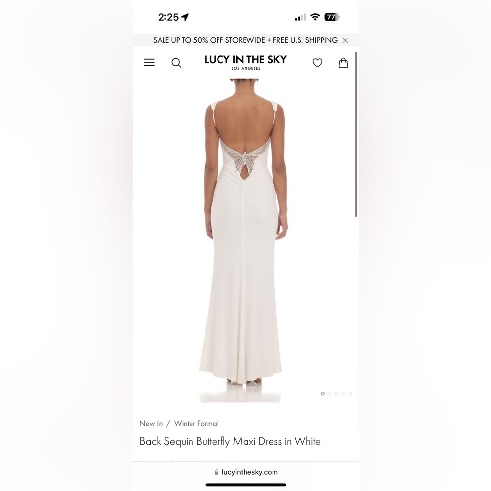 Lucy in the Sky White Sequin Butterfly Maxi Dress